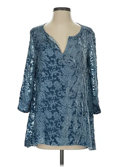 Pre-owned Sundance 3/4 Sleeve Blouse In Blue