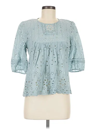Pre-owned Sundance 3/4 Sleeve Blouse In Blue
