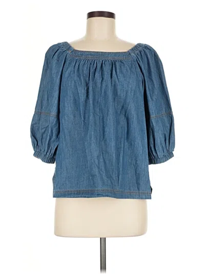 Pre-owned Sundance 3/4 Sleeve Blouse In Blue