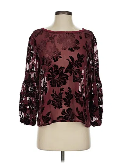 Pre-owned Sundance 3/4 Sleeve Blouse In Burgundy
