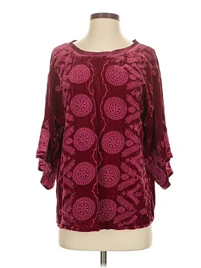 Pre-owned Sundance 3/4 Sleeve Blouse In Burgundy