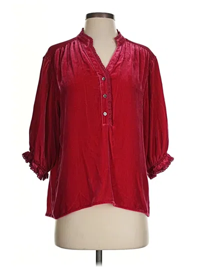 Pre-owned Sundance 3/4 Sleeve Blouse In Burgundy