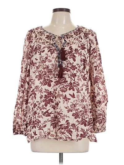 Pre-owned Sundance 3/4 Sleeve Blouse In Burgundy