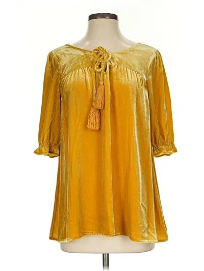 Pre-owned Sundance 3/4 Sleeve Blouse In Gold