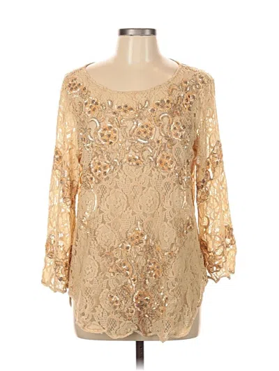 Pre-owned Sundance 3/4 Sleeve Blouse In Gold