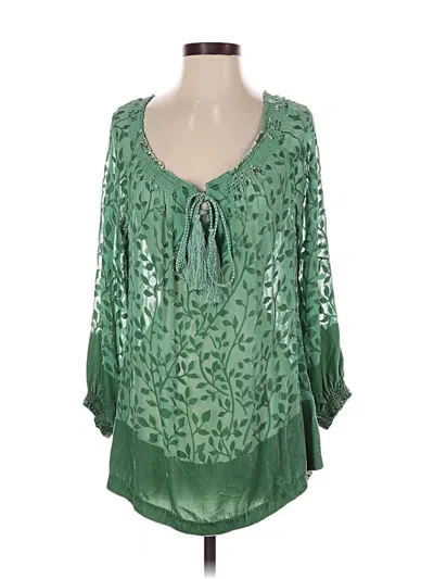 Pre-owned Sundance 3/4 Sleeve Blouse In Green