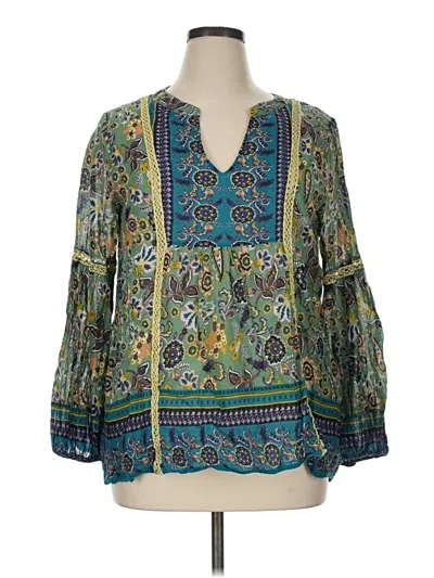 Pre-owned Sundance 3/4 Sleeve Blouse In Green