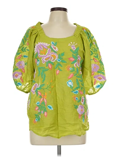 Pre-owned Sundance 3/4 Sleeve Blouse In Green