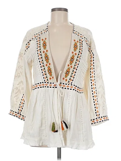 Pre-owned Sundance 3/4 Sleeve Blouse In Ivory