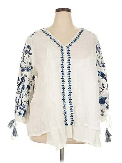 Pre-owned Sundance 3/4 Sleeve Blouse In Ivory