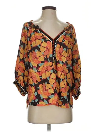 Pre-owned Sundance 3/4 Sleeve Blouse In Orange