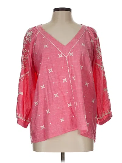 Pre-owned Sundance 3/4 Sleeve Blouse In Pink