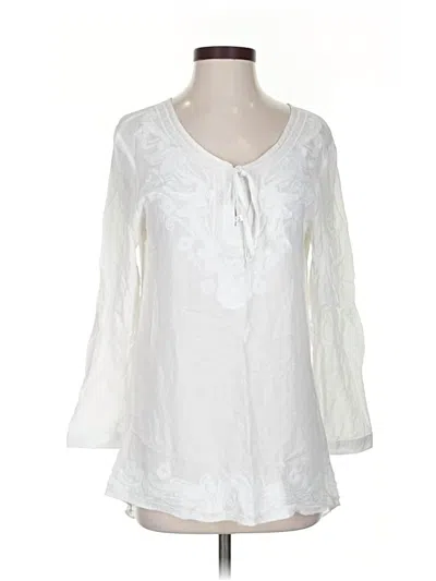 Pre-owned Sundance 3/4 Sleeve Blouse In White