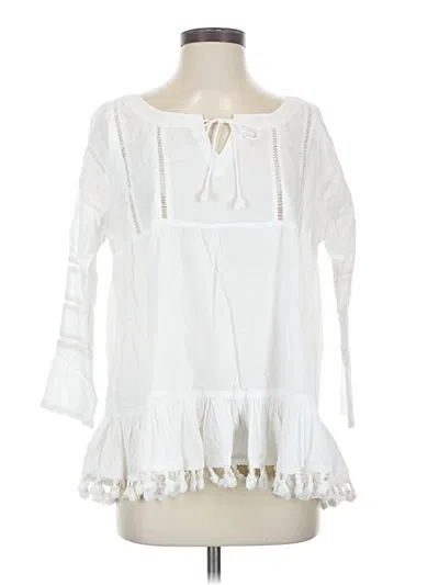 Pre-owned Sundance 3/4 Sleeve Blouse In White