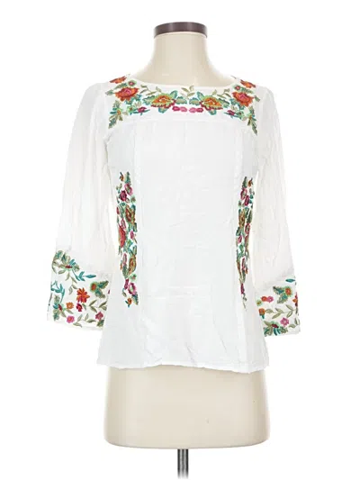Pre-owned Sundance 3/4 Sleeve Blouse In White
