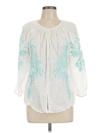Pre-owned Sundance 3/4 Sleeve Blouse In White