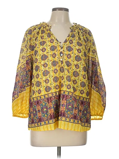 Pre-owned Sundance 3/4 Sleeve Blouse In Yellow