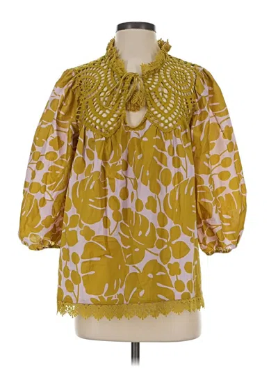 Pre-owned Sundance 3/4 Sleeve Blouse In Yellow