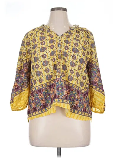 Pre-owned Sundance 3/4 Sleeve Blouse In Yellow