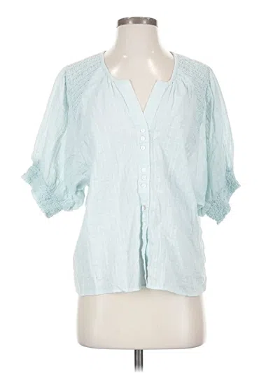 Pre-owned Sundance 3/4 Sleeve Button Down Shirt In Blue