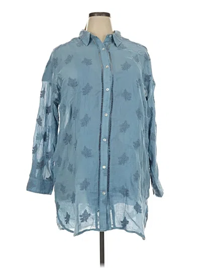 Pre-owned Sundance 3/4 Sleeve Button Down Shirt In Blue
