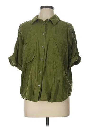 Pre-owned Sundance 3/4 Sleeve Button Down Shirt In Green