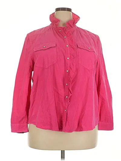 Pre-owned Sundance 3/4 Sleeve Button Down Shirt In Pink