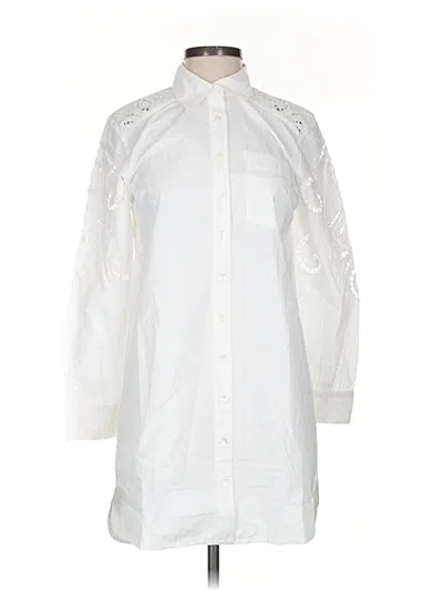 Pre-owned Sundance 3/4 Sleeve Button Down Shirt In White