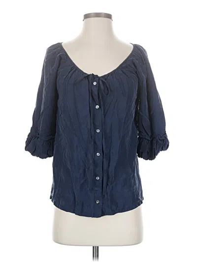 Pre-owned Sundance 3/4 Sleeve Silk Top Blue Sweetheart Neckline Tops