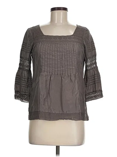 Pre-owned Sundance 3/4 Sleeve Silk Top Gray Square Neckline Tops