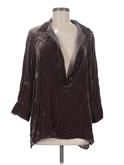 Pre-owned Sundance 3/4 Sleeve Silk Top Purple Plunge Neckline Tops