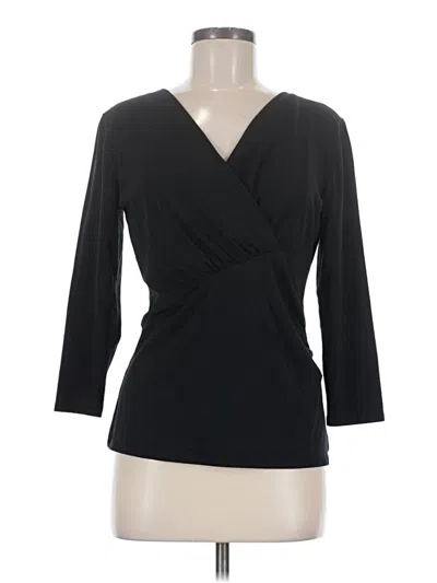 Pre-owned Sundance 3/4 Sleeve Top Black Plunge Neckline Tops