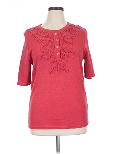 Pre-owned Sundance 3/4 Sleeve Top Red Keyhole Neckline Tops