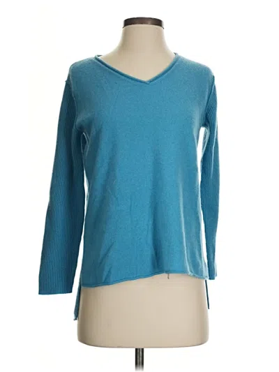 Pre-owned Sundance 3/4 Sleeve Top Teal V-neck Tops In Blue