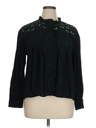 Pre-owned Sundance Long Sleeve Blouse In Black