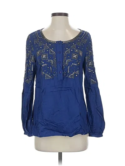 Pre-owned Sundance Long Sleeve Blouse In Blue