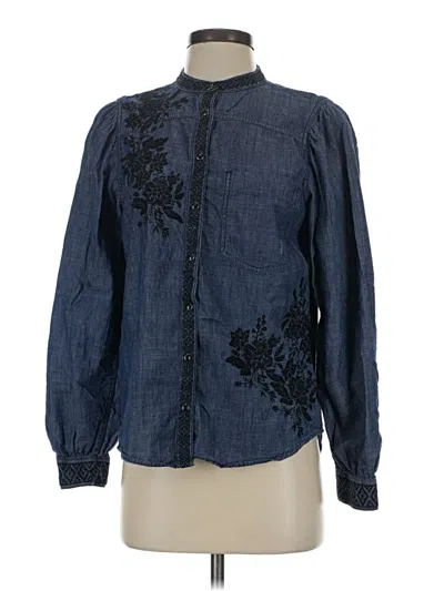 Pre-owned Sundance Long Sleeve Blouse In Blue