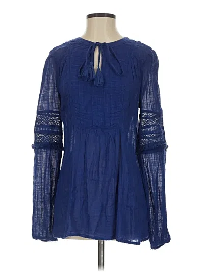 Pre-owned Sundance Long Sleeve Blouse In Blue
