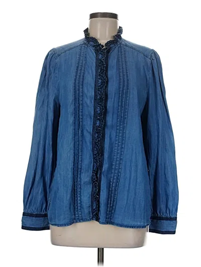 Pre-owned Sundance Long Sleeve Blouse In Blue