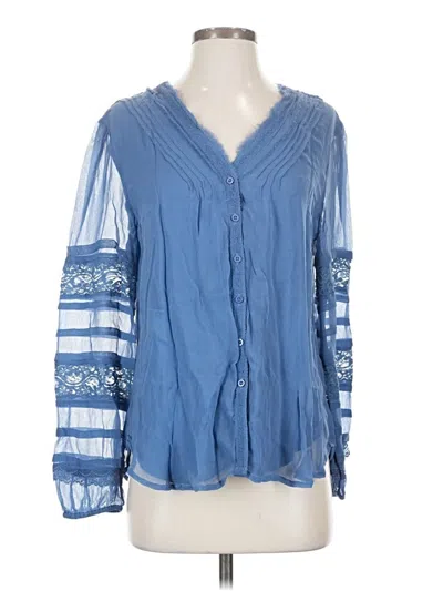 Pre-owned Sundance Long Sleeve Blouse In Blue
