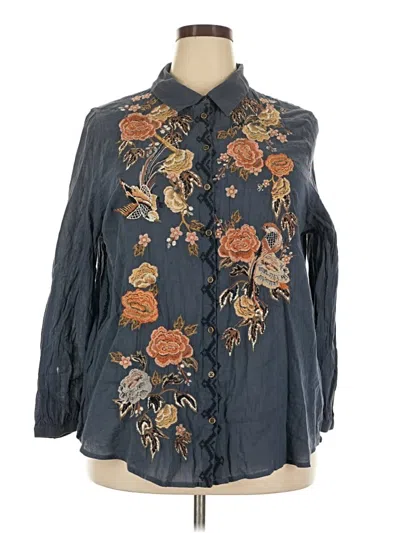 Pre-owned Sundance Long Sleeve Blouse In Blue