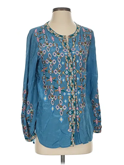 Pre-owned Sundance Long Sleeve Blouse In Blue