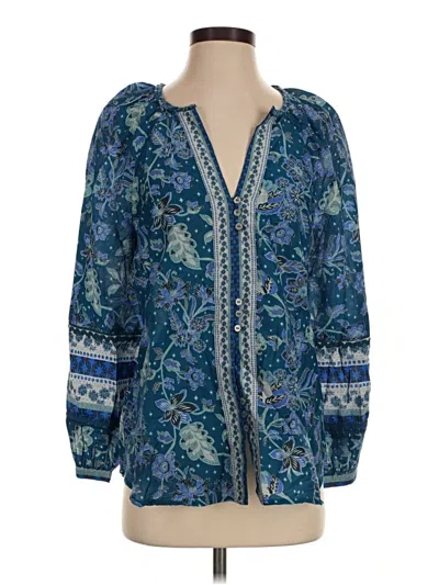 Pre-owned Sundance Long Sleeve Blouse In Blue