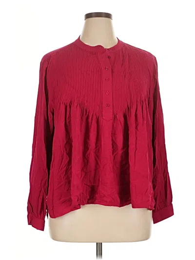 Pre-owned Sundance Long Sleeve Blouse In Burgundy