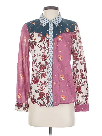 Pre-owned Sundance Long Sleeve Blouse In Burgundy