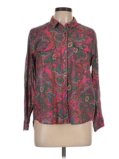 Pre-owned Sundance Long Sleeve Blouse In Burgundy