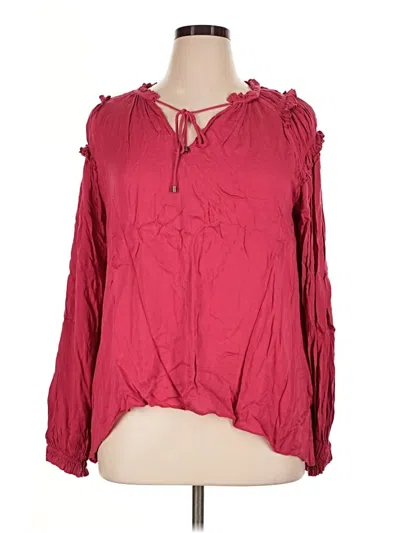 Pre-owned Sundance Long Sleeve Blouse In Burgundy