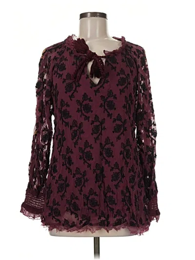 Pre-owned Sundance Long Sleeve Blouse In Burgundy
