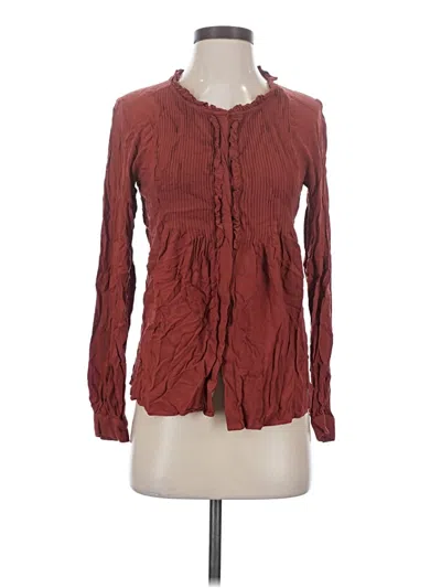 Pre-owned Sundance Long Sleeve Blouse In Burgundy