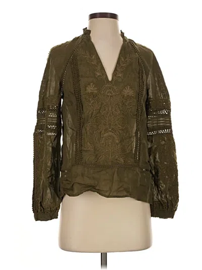 Pre-owned Sundance Long Sleeve Blouse In Green